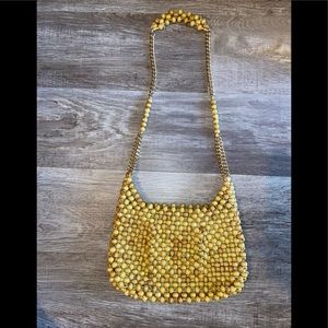 Vintage Made in Japan Beaded Purse Gold Chain Crossbody Evening Bag
